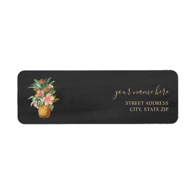 Gray Pineapple Tropical Wedding Label (Front)