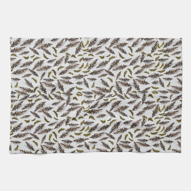 Gray Pinecones Evergreen Kitchen Towel (Horizontal)