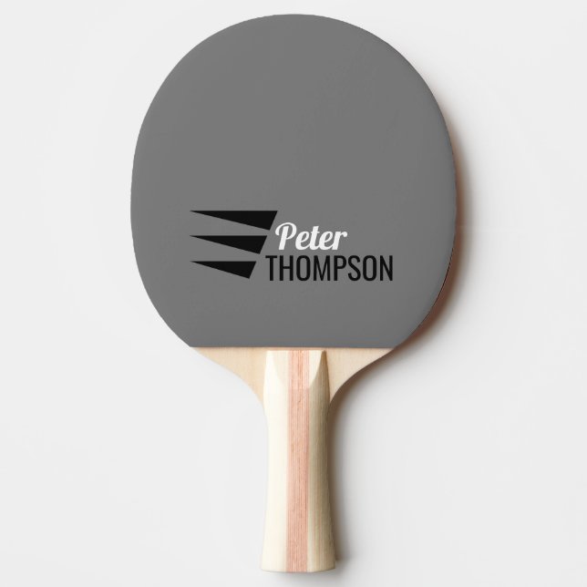Gray Ping Pong Paddle with His Name (Front)