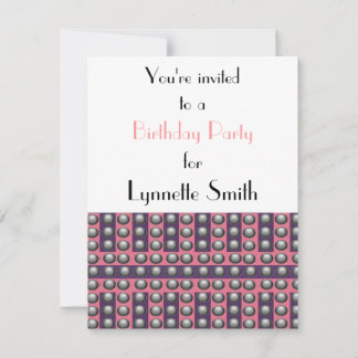 Gray, Pink and Purple Dots Birthday Invitation