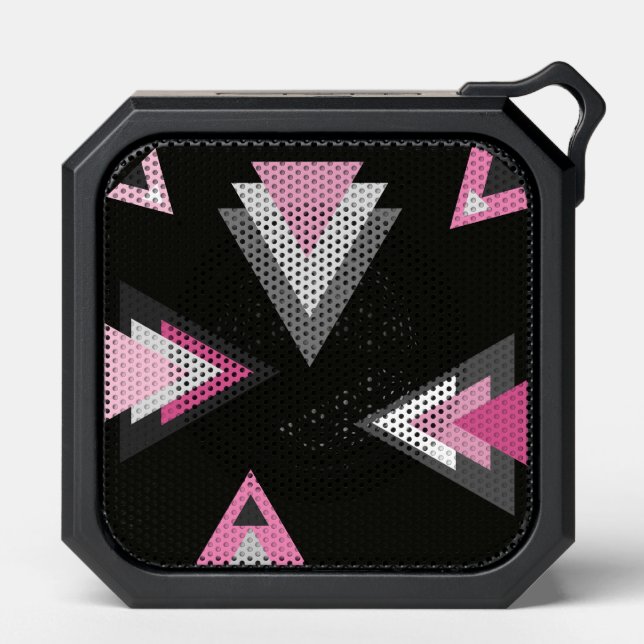 Gray, Pink and White geometric Bluetooth Speaker (Front)