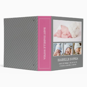 GRAY & PINK BABY 2" PHOTO ALBUM BINDER