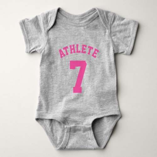 Gray  Pink Baby  Sports Jersey Design Baby Bodysuit