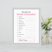 Gray &amp; Pink Bachelorette Word Scramble Game | Zazzle