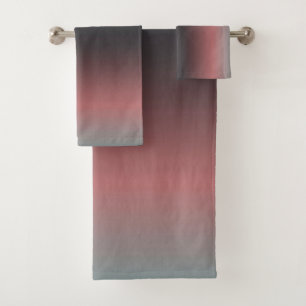 Gray, pink, black gradient, Ombre. Bath Towel Set