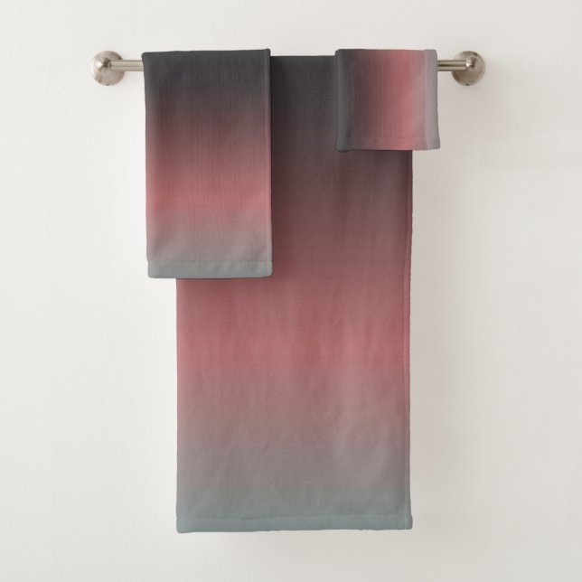Gray, pink, black gradient, Ombre.  Bath Towel Set (Insitu)