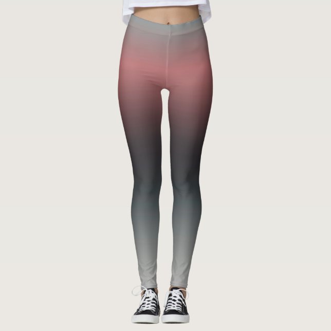 Gray, pink, black gradient, Ombre. Leggings (Front)