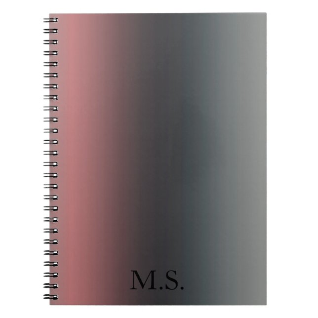 Gray, pink, black gradient, Ombre.  Notebook (Front)