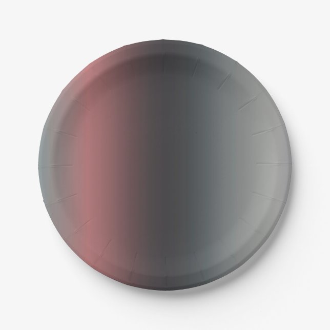 Gray, pink, black gradient, Ombre.  Paper Plates (Front)