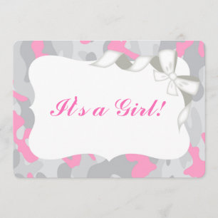 Gray Pink Camo Baby Shower Invitation Invite
