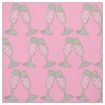 Gray Pink Champagne Glass Wedding Bridal Shower Fabric