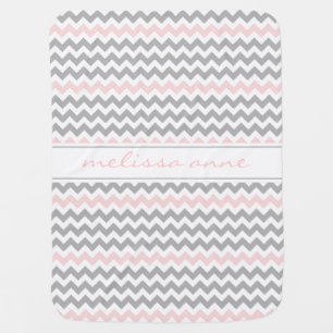 Gray Pink Chevron Baby Blanket