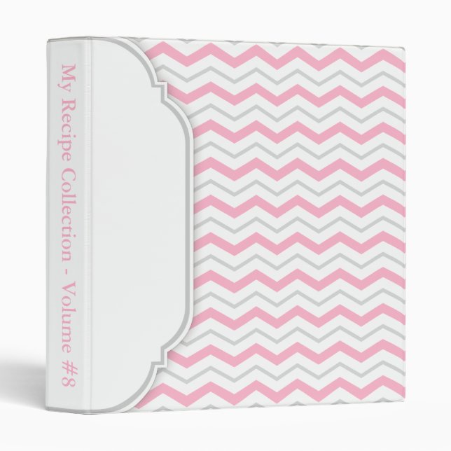Gray & Pink Chevron personalized Binder (Front/Spine)