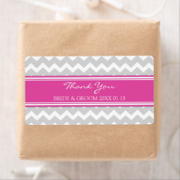 Gray Pink Chevron Wedding Labels | Zazzle