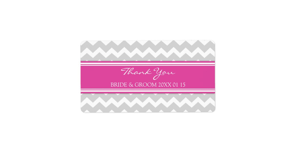 Gray Pink Chevron Wedding Labels | Zazzle