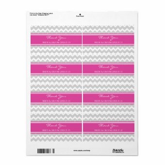 Gray Pink Chevron Wedding Labels | Zazzle