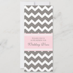 Gray Pink Chevron Wedding Vow Renewal Invitation
