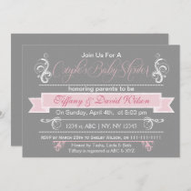 gray pink Couple's Baby shower Invitation