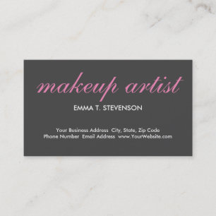 Gray Pink Cute Plain Makeup Artist Business Card