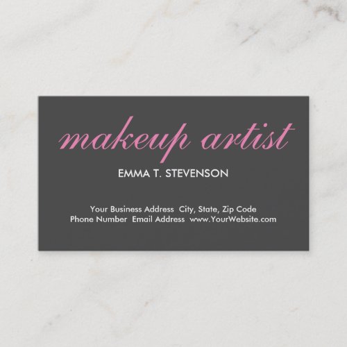 Gray Pink Cute Plain Makeup Artist Business Card