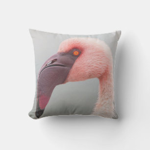 Gray & Pink Flamingo Outdoor Pillow