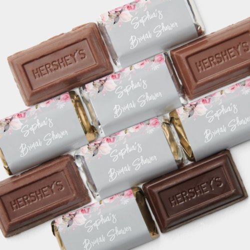 Gray Pink Floral Bridal Shower Favors Hershey Bars