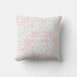 Gray Pink Floral Damask Pattern Throw Pillow