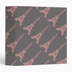 Gray Pink French Eiffel Tower Binder