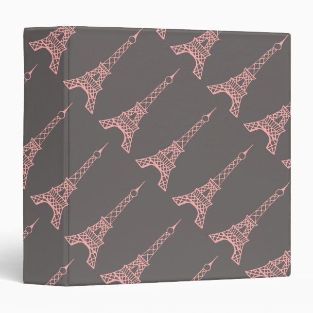 Gray Pink French Eiffel Tower Binder (Front/Spine)