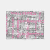 Gray Pink Girls Allover Name Collage Personalized Fleece Blanket (Front (Horizontal))