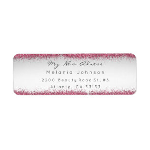 Gray Pink Glitter New Adress Delicate Label