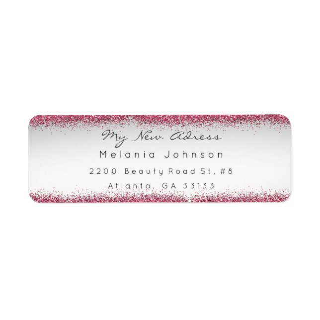 Gray Pink Glitter New Adress Delicate Label (Front)