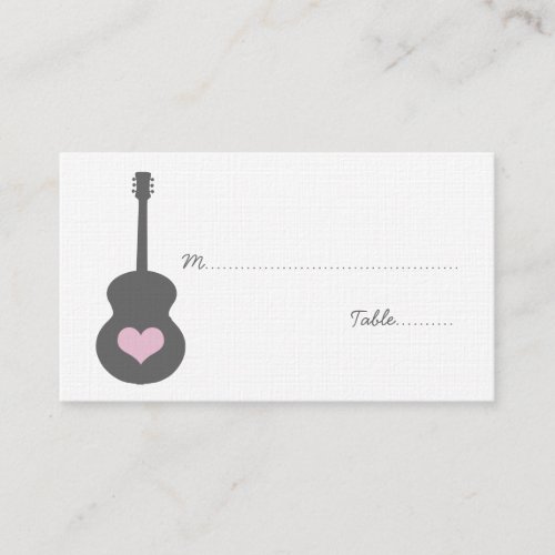 GrayPink Guitar Heart Place Card