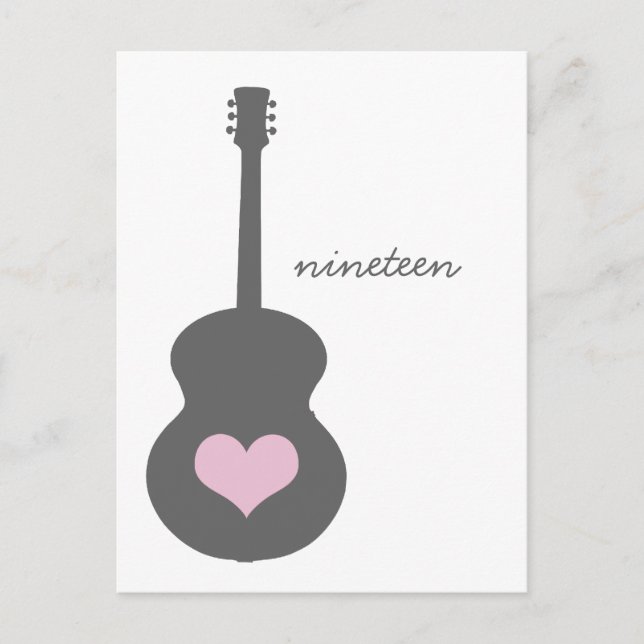 Gray/Pink Guitar Heart Table Postcard (Front)