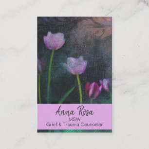 *~* Gray Pink Lavender Tulip Grunge Vintage Shabby Business Card