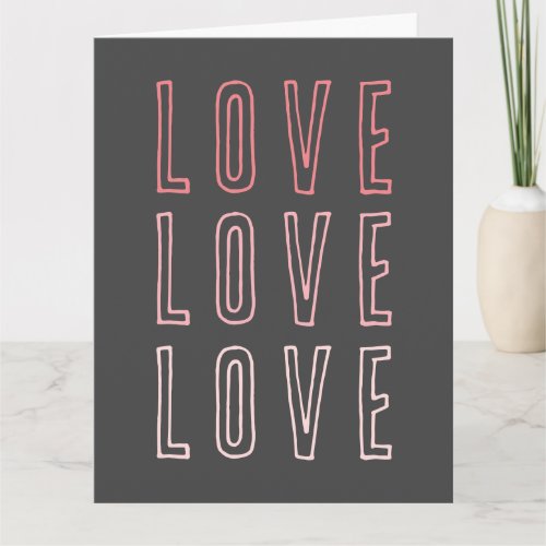 Gray  Pink Love Love Love Valentines Photo Card