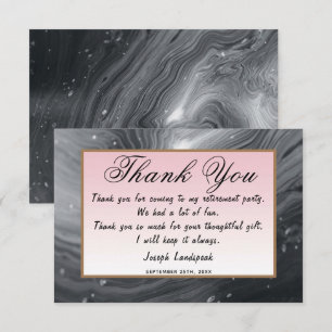 Gray & Pink Marble Retirement Thank You Note Card