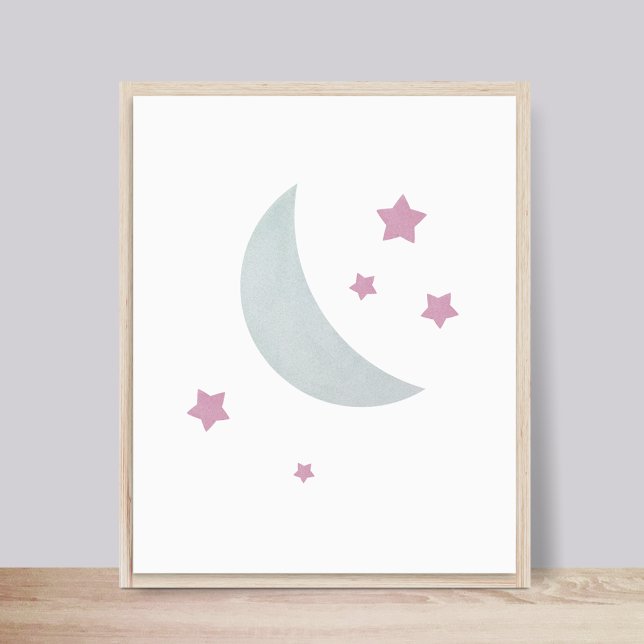 Gray & Pink | Moon and Stars Nursery Poster (Creator Uploaded)