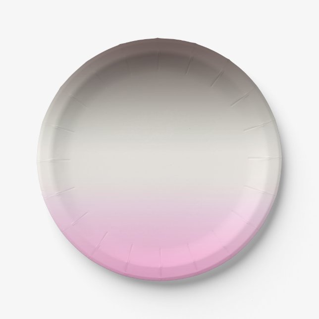 Gray pink Ombre Paper Plates (Front)