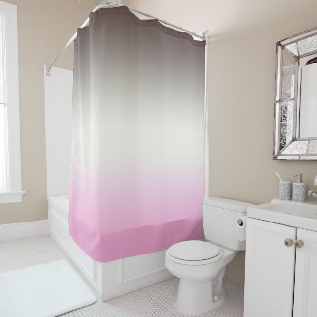 Gray pink Ombre Shower Curtain (In Situ)