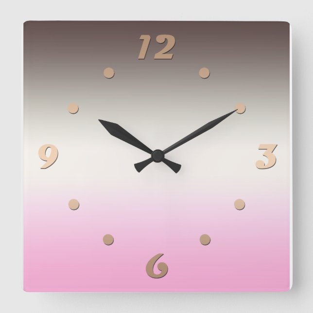 Gray pink Ombre Square Wall Clock (Front)