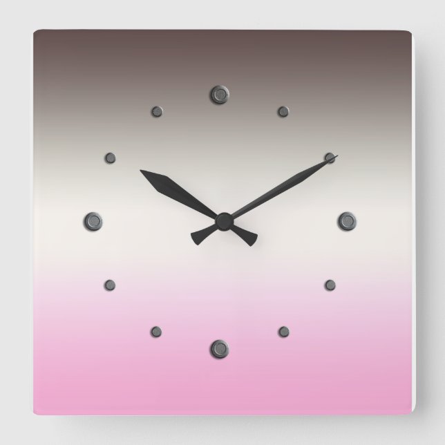 Gray pink Ombre Square Wall Clock (Front)