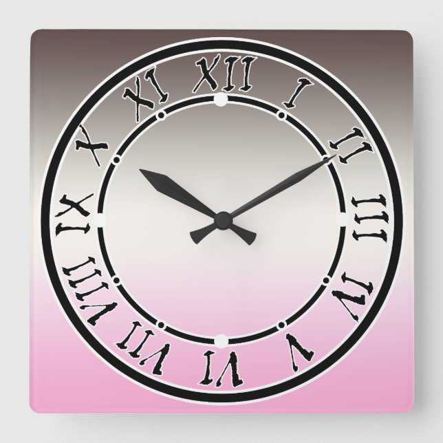 Gray pink Ombre Square Wall Clock (Front)