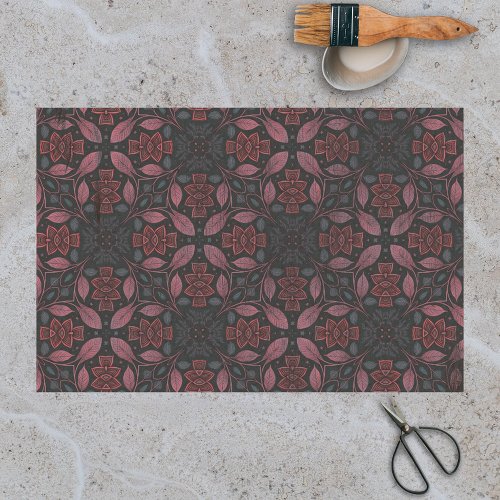 Gray Pink Ornamental Intricate Symmetrical Pattern Tissue Paper