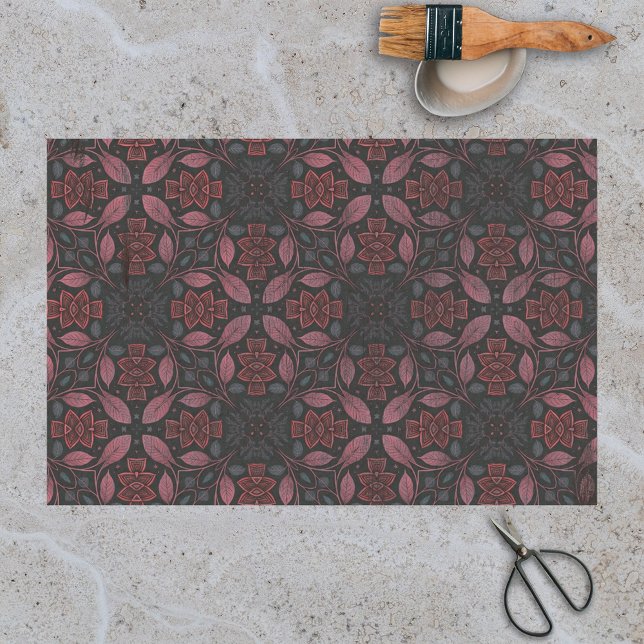 Gray Pink Ornamental Intricate Symmetrical Pattern Tissue Paper (Creator Uploaded)