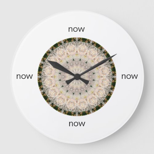 Gray  Pink Peony Mandala Now Large Clock