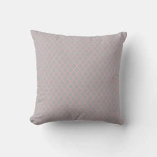 Gray & Pink Quatrefoil Square Pillow