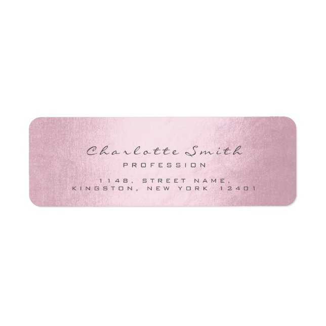 Gray Pink Rose Name RSVP Profession Event Planner Label (Front)