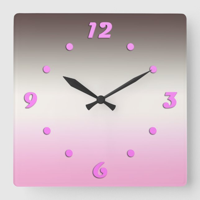 Gray pink Shadow Square Wall Clock (Front)
