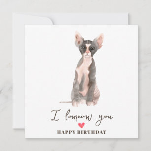 Gray Pink Sphynx Cat Mum Puppy Pets Birthday Card